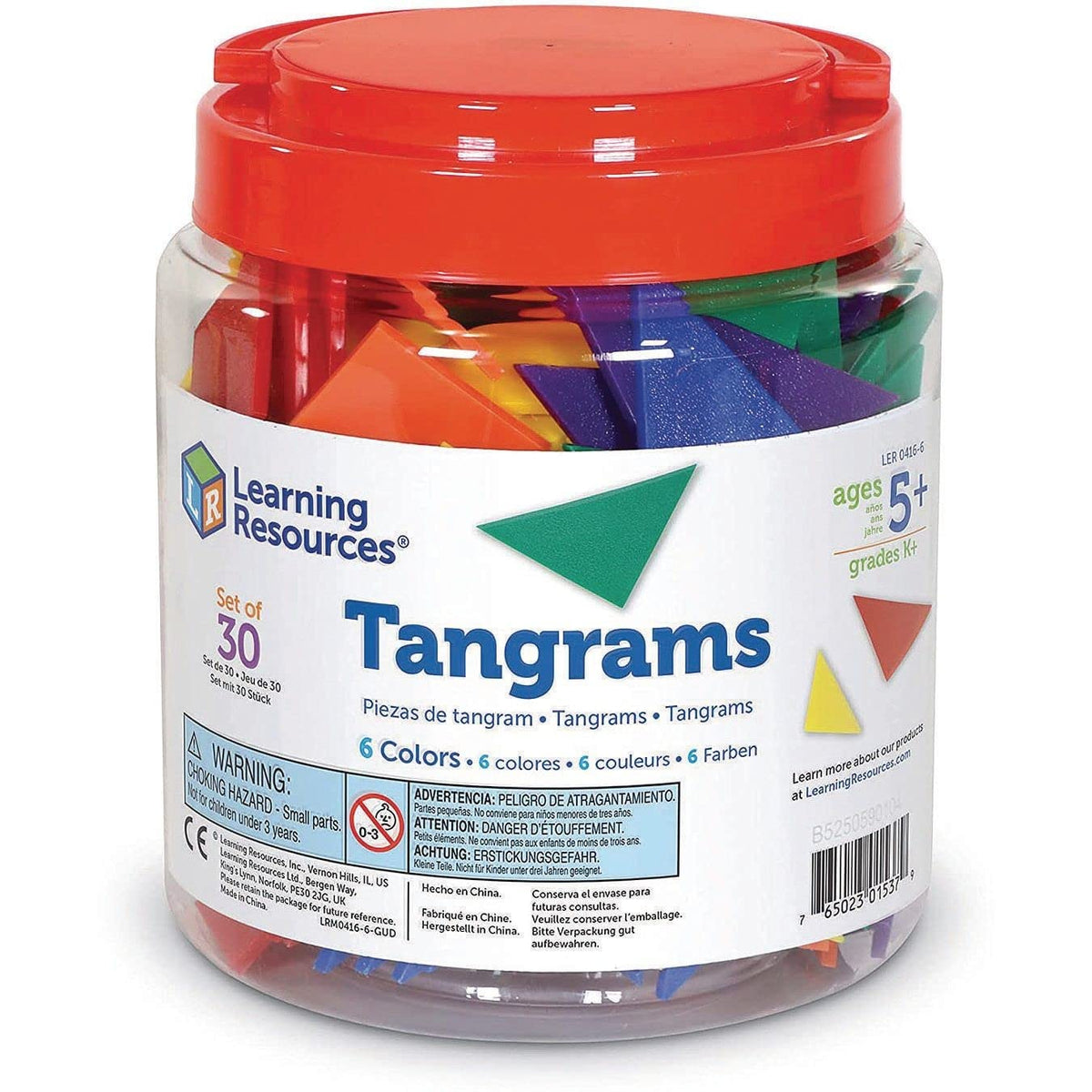 Learning Resources Classpack Tangrams, Set of 30 (210 pcs), 6 assorted Colors