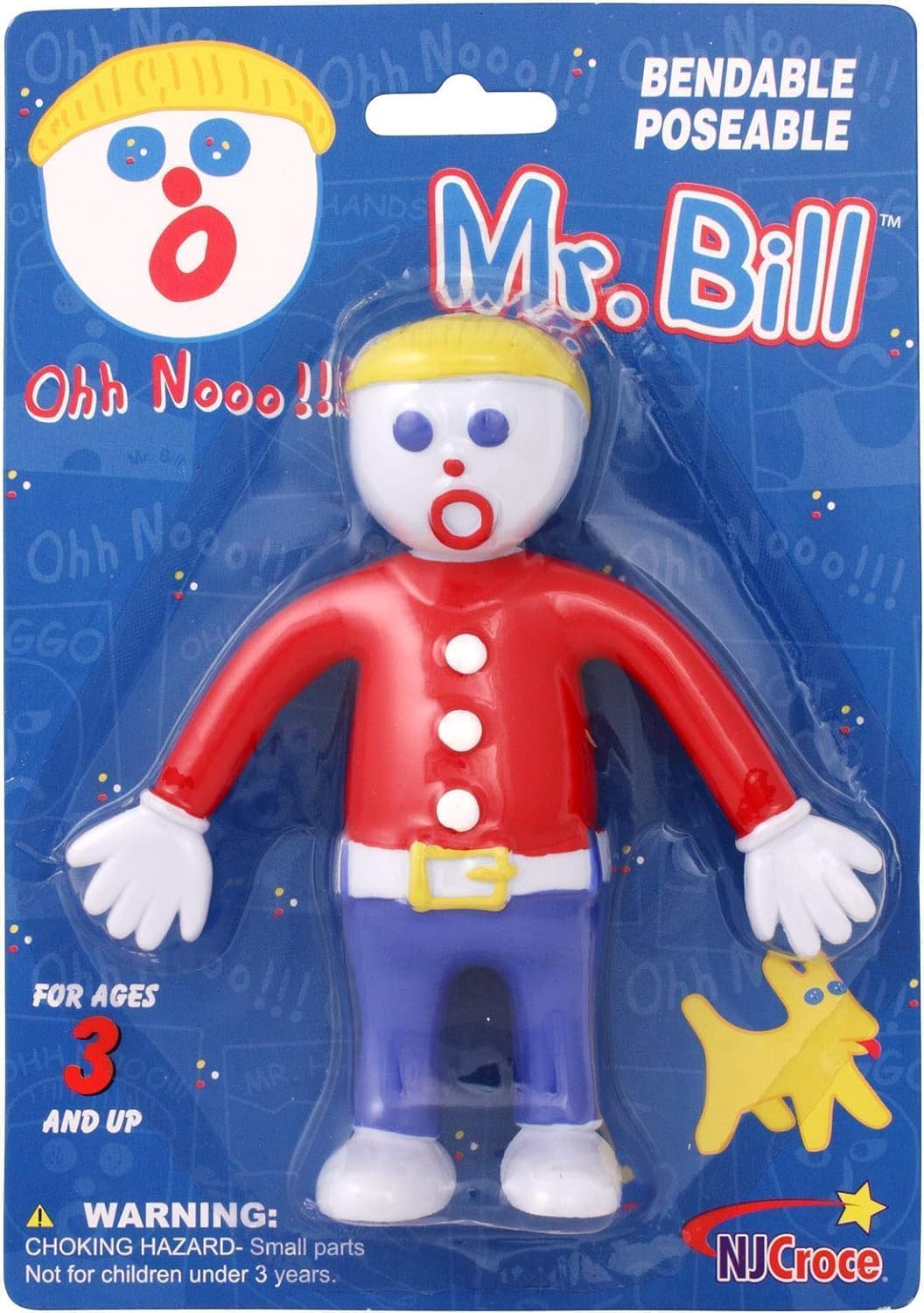 NJ Croce Mr. Bill Bendable and Posable Toy, Classic Saturday Night Live TV Show, Vintage Collectible Action Figure Gift for Kids and Collectors