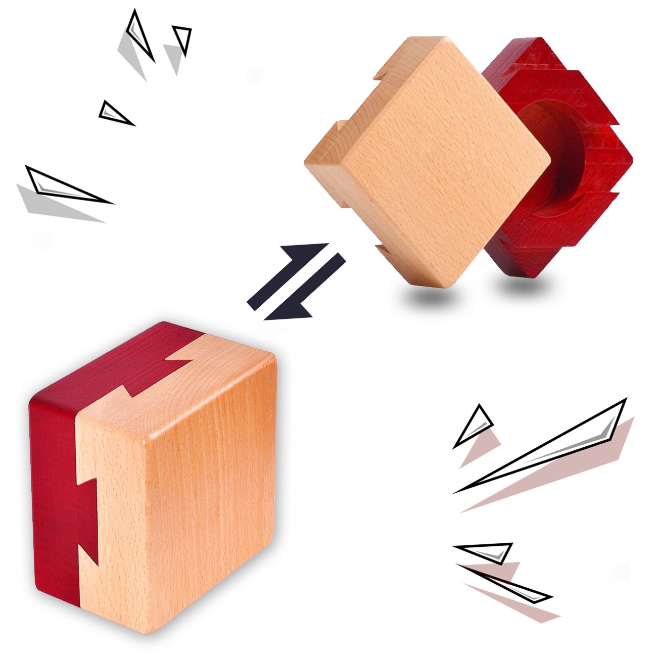 DC-BEAUTIFUL Impossible Dovetail Box Mini 3D Brain Teaser Wooden Magic Drawers Gift Jewelery Box Puzzle Toy for Adults
