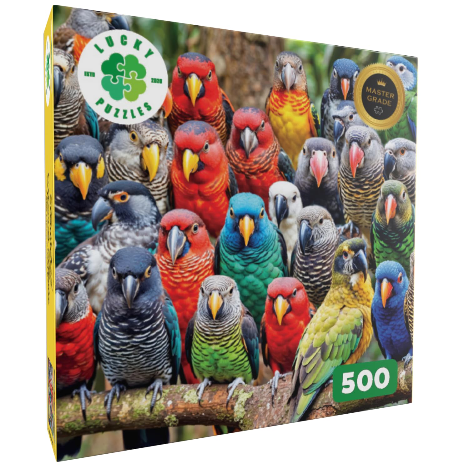 Lucky Puzzles | 500 Piece Puzzles for Adults | Feathered Friends Fiesta