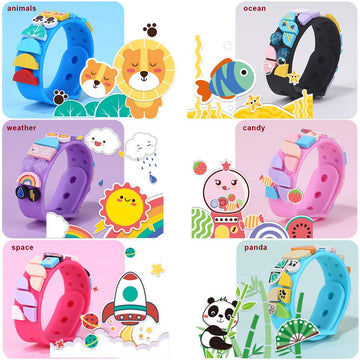 SIENON Bracelets 6PCS, Kids Building Blocks Dots Bracelets, DIY Creative Craft Bracelet Making Kit for Kids, Friendship Bracelets, Dots Construction