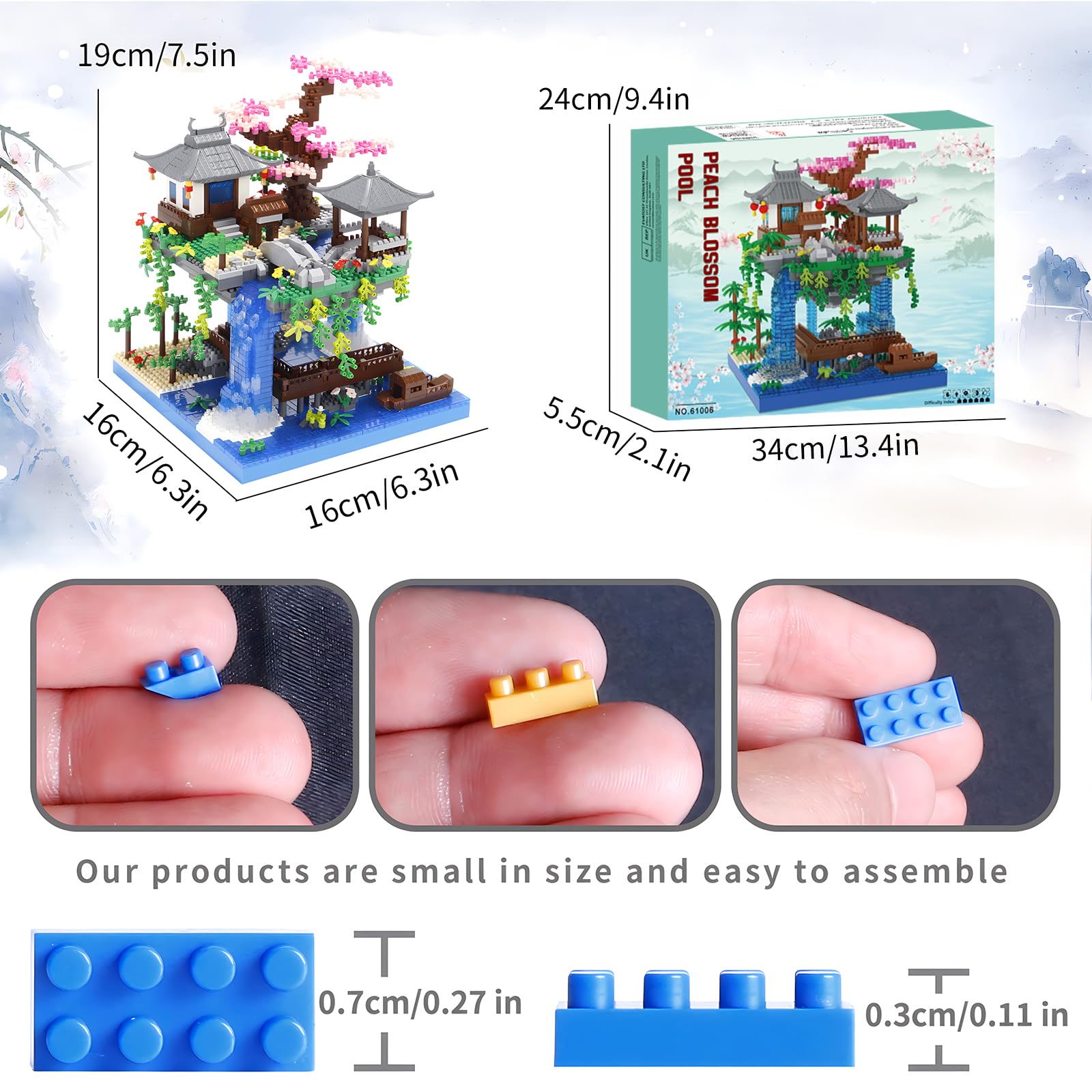 CAXIMSY Cherry Blossom Bonsai Tree House Building Block Sets 3320PCS Chinese Architecture of Peach Blossom Micro Mini Building Set Toy Gift for Kids