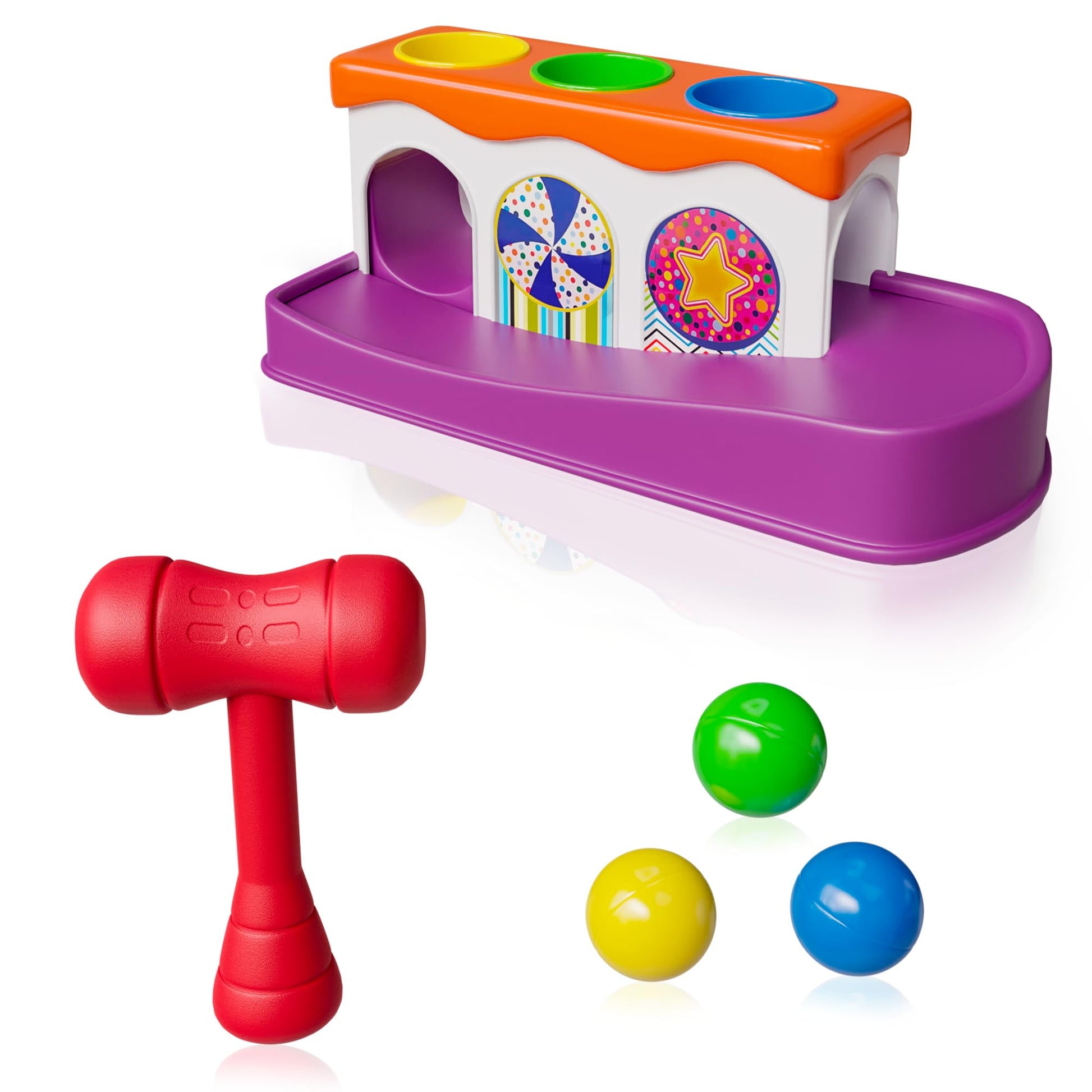 Lollipop Baby Hammer Toy Toddler Activity: Montessori Toys Spark Your Child's Curiosity with Our Ball and Hammer Toddler Toy. Encouraging Creativity