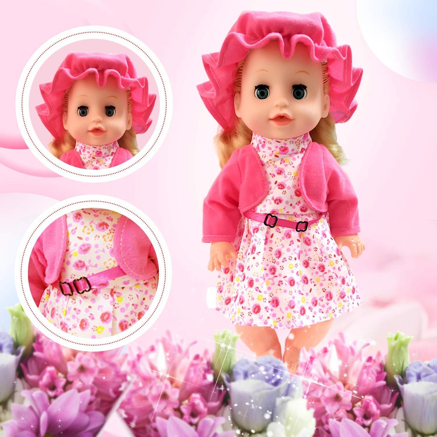 ARTST Doll Clothes,12 inch Baby Doll Clothes[6 Sets](Include 4 Hats + 1 Bowknot ) for 10/11/12 inch Baby