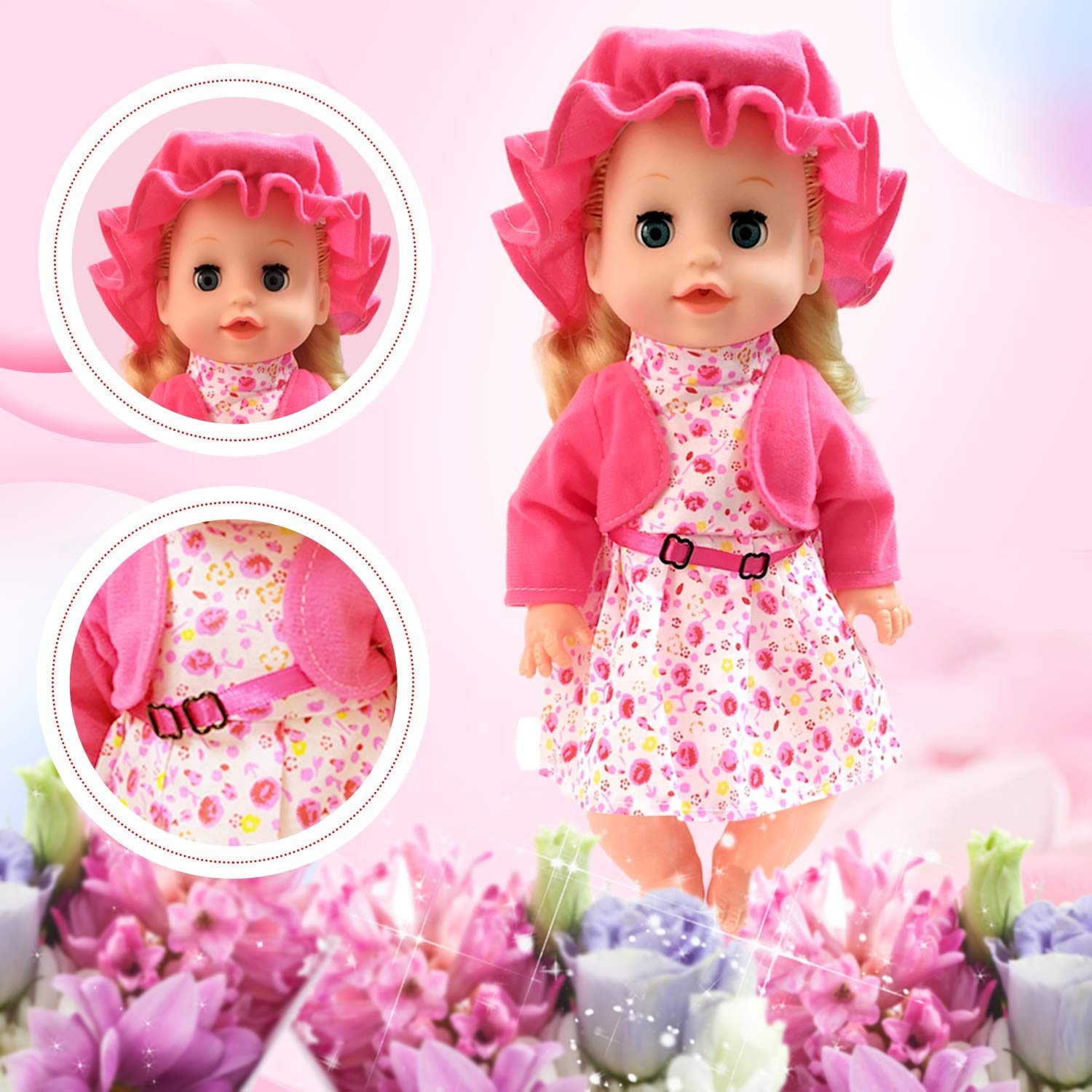 ARTST Doll Clothes,12 inch Baby Doll Clothes[6 Sets](Include 4 Hats + 1 Bowknot ) for 10/11/12 inch Baby