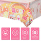 3 Pcs Two Groovy Party Plastic Tablecloths Groovy Retro Hippie Boho Party Decorations Rainbow Daisy Flower Rectangle Disposable Table Cover for Girls