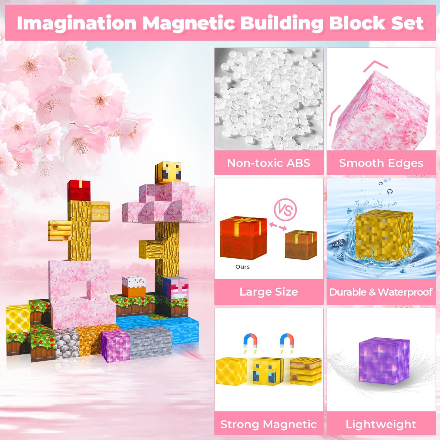 Noroapoo 80pcs Magnetic Building Blocks for Kids Ages 4-8-12,Magnetic Building Tiles Constructions Toys,STEM Toys Birthday Gifts Easter Gift