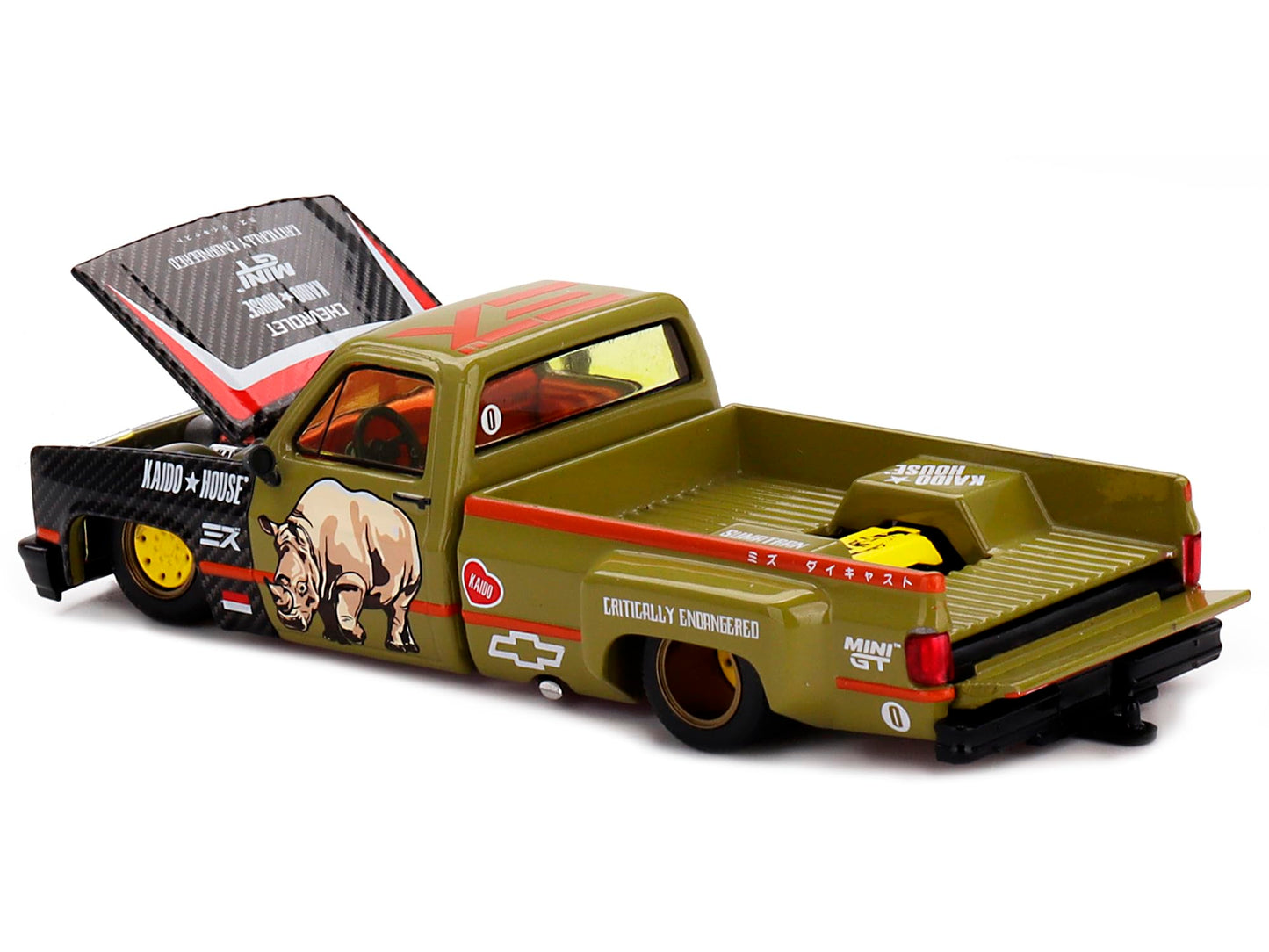MINI GT Dually Pickup Truck Sumatran Rhino Tan and Carbon with Graphics (Designed) House Special 1/64 Diecast Model Car KHMG153