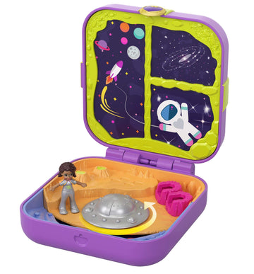 Polly Pocket Hidden Hideouts Moon Rockin’ Adventure Compact: 3 Hidden Hideouts, 2 Hidden Reveals, 3 Accessories, 1 Micro Shani Doll & Sticker Sheet