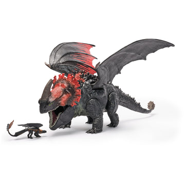 DreamWorks Dragons, Dragon Trainer, Berk Universe: Red Death Fury Devouring Dragon, 28 cm Toothless Dragon Toy, 4+ Years