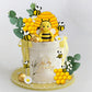 Bee Cake Topper with Bee Ornament Artificial Leaves Flowers Balls for Honeycomb Theme Birthday Supplies