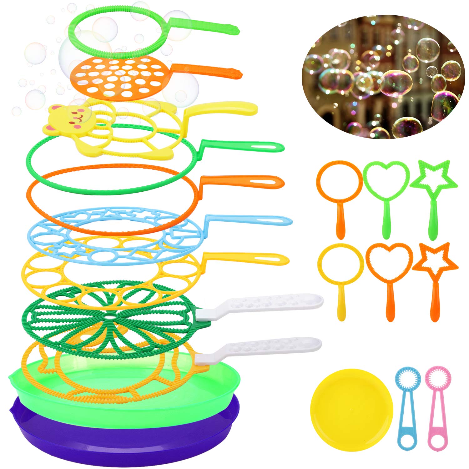 Big Bubble Wands Set Bubble Party Pack Bulk, Funny Bubble Toy Bubble Making Toys for Outdoor, Big Bubble Wands Bulk for All Age People Bubbles Party