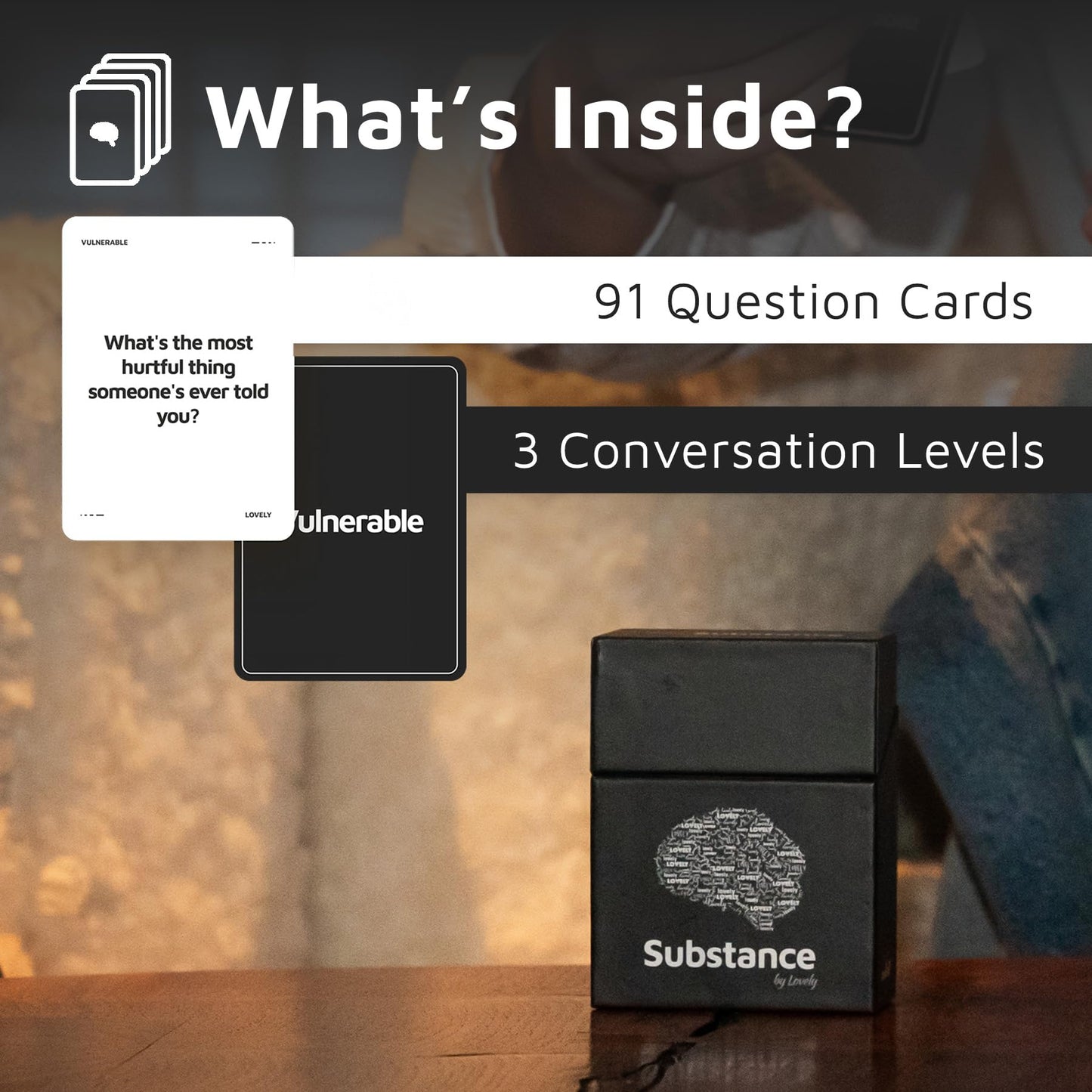 Substance Card Game - 90 Conversation Cards for Adults, Couples, Friends, Co-Workers, Strangers - Meaningful, Deep Conversation Started Card Game