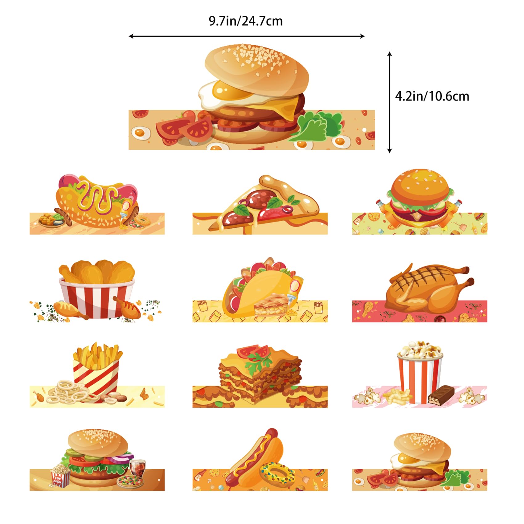 LFCFDX Fast Food Paper Hats, Glasses, and Ropes (48 Pcs) - Perfect for Fast Food Themed Parties, Birthday Parties, Classroom Activities, and More