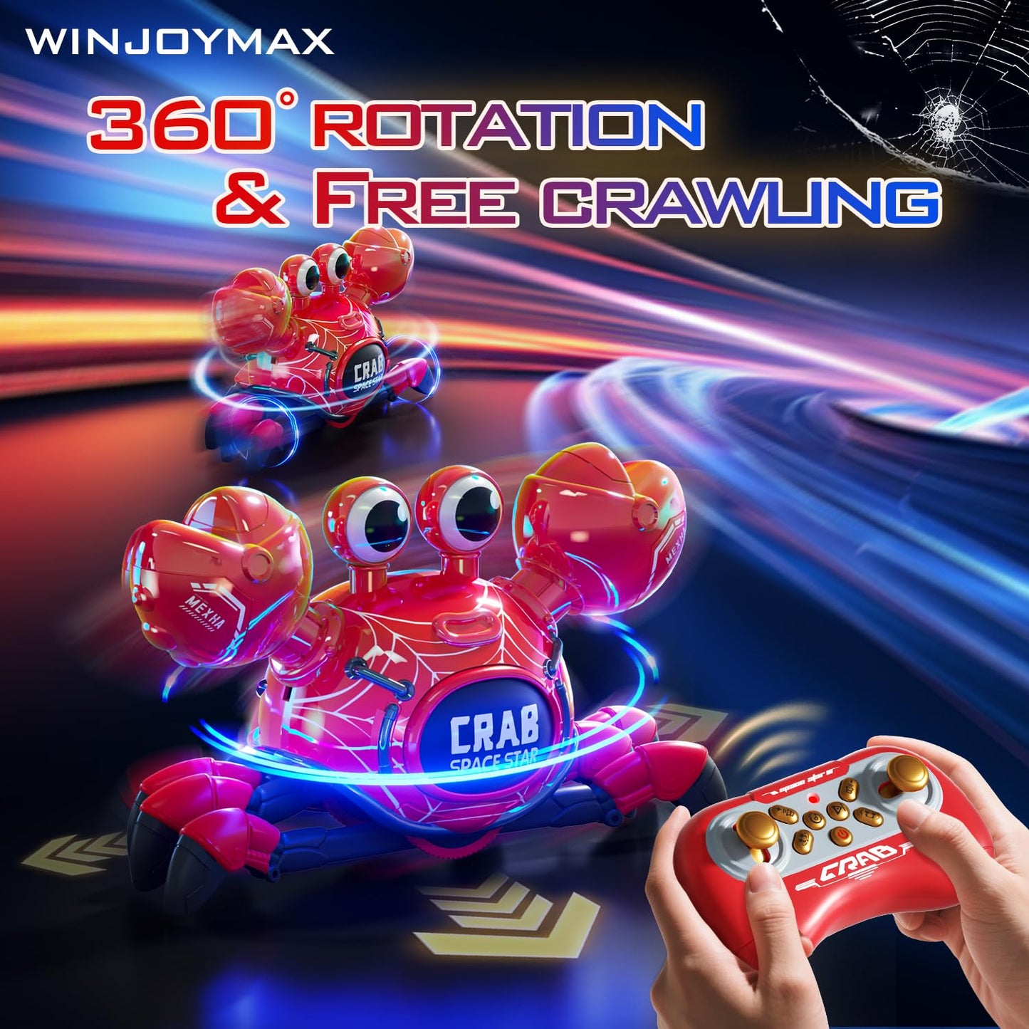 Remote Control Robot Crab Toy, Rechargeable With LED Lights And Music, Fast Crawling 360-Degree Stunt Rotation, 2.4GHz RC Robot Toys, 3 4 5 6 7 8 9 10