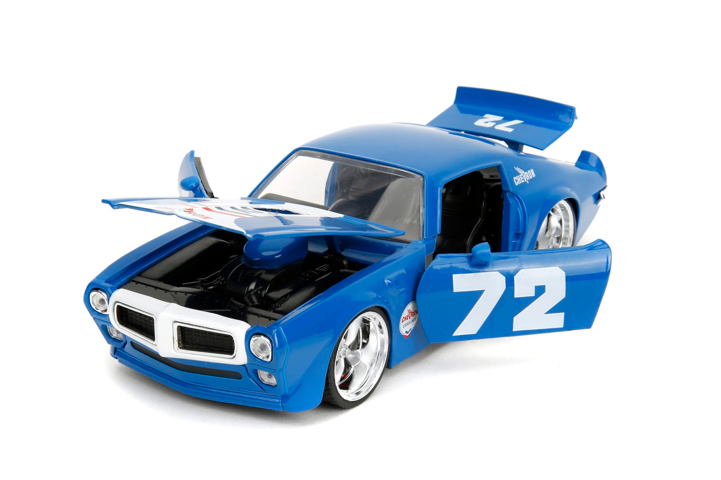 Jada Big Time Muscle Chevron 1:24 1972 Pontiac Firebird Die-Cast Car, Toys for Kids and Adults(Blue)