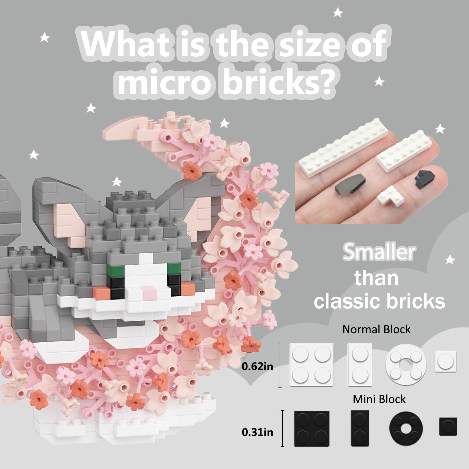 TENYEAH 2 in 1 Micro Cat Building Block Set Animals for Adults, 2 Packs Cat Building Toy, Mini Goodie Bags Stuffers, Classroom Prizes, Animal Party