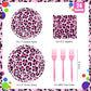 Cheetah Party Decorations Tableware Set, Serves 24 Guests - Cheetah Print Birthday Decorations includes Plates, Napkin, Forks, Leopard Print Party