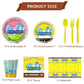 81pcs Yellow Cartoon Party Supplies Tableware Plates Napkins Cups Fork and Tablecloth?Yellow Theme Birthday Party Decoration