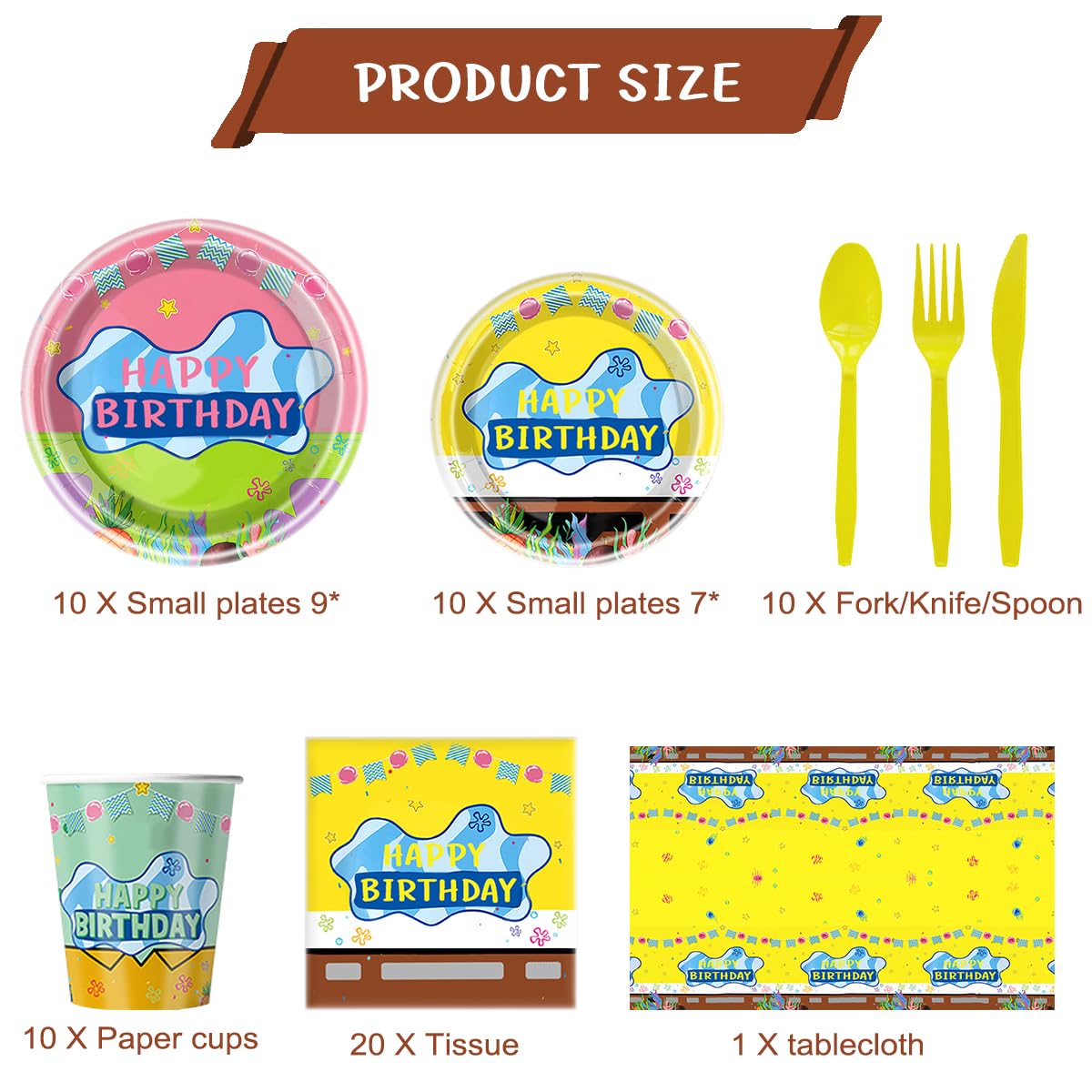 81pcs Yellow Cartoon Party Supplies Tableware Plates Napkins Cups Fork and Tablecloth?Yellow Theme Birthday Party Decoration