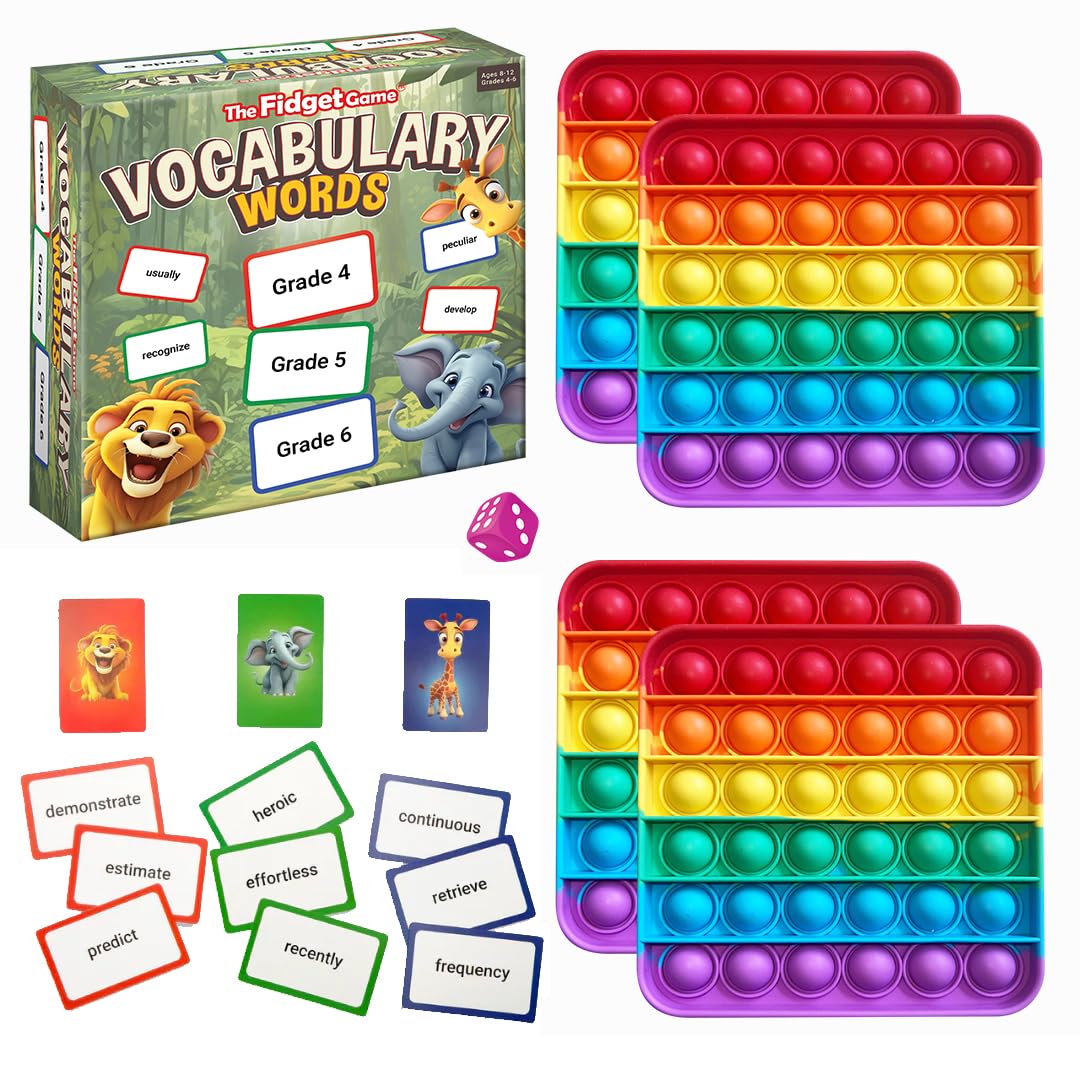 The Fidget Game Vocabulary Words, Flash Card Game, Grade 4-6, Ages 9-12