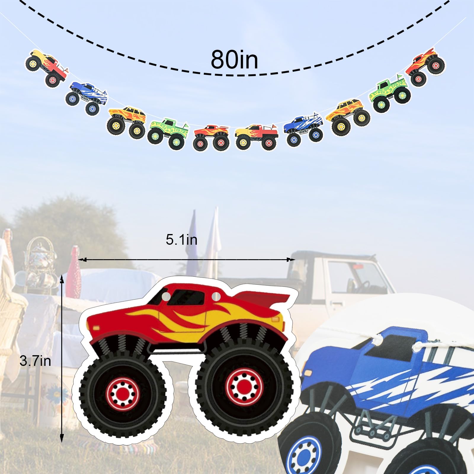 Monster Truck Birthday Party Banner,Truck Theme Party Decorations,Monster Party Supplies,Kids Monster Truck Party Favor