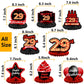 Happy 29th Birthday Red and Black Table Honeycomb Centerpieces Balloons Theme Decor Table Decorations Table Toppers for Girls Women Princess 29 Years