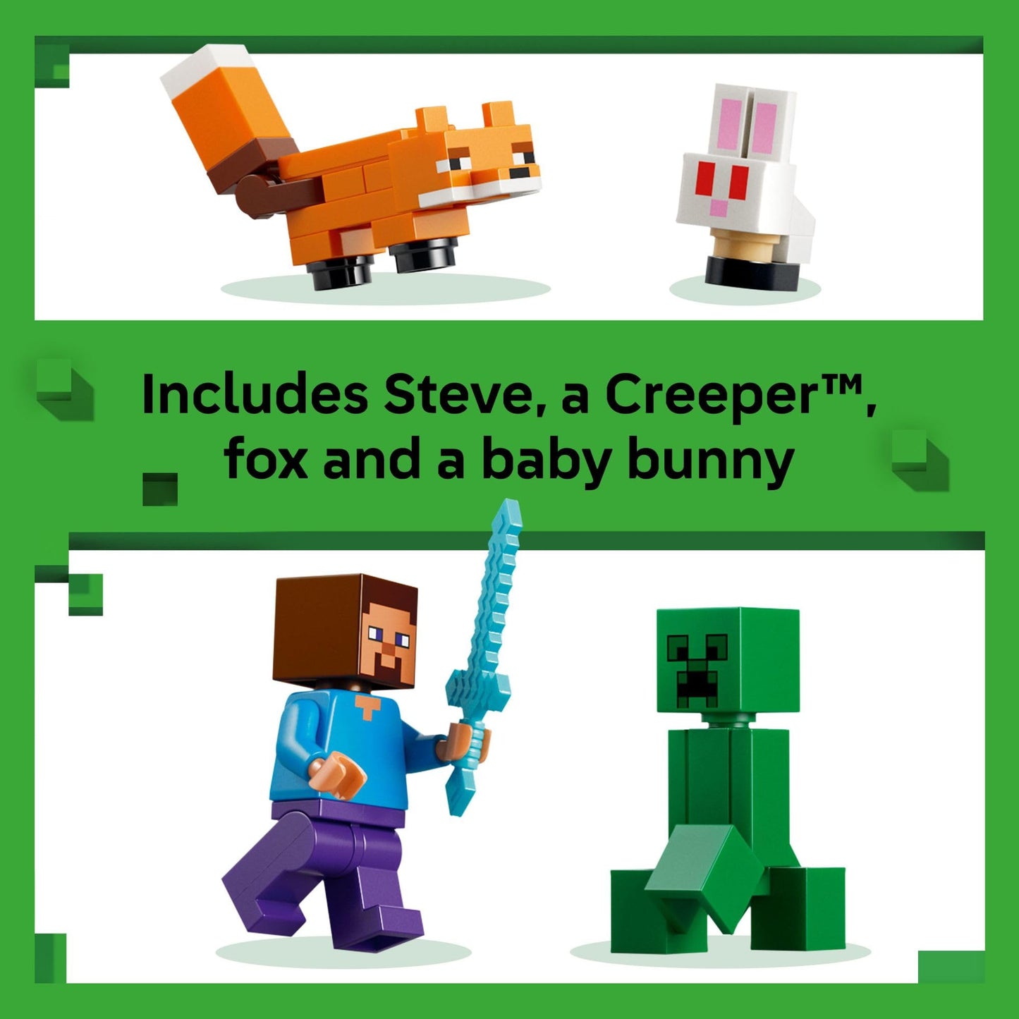 LEGO Minecraft Steve’s Taiga Adventure Building Toy for Boys & Girls - Video Game Playset & Toy Figures for Kids, Ages 6 + - W/2 Minifigures & 2
