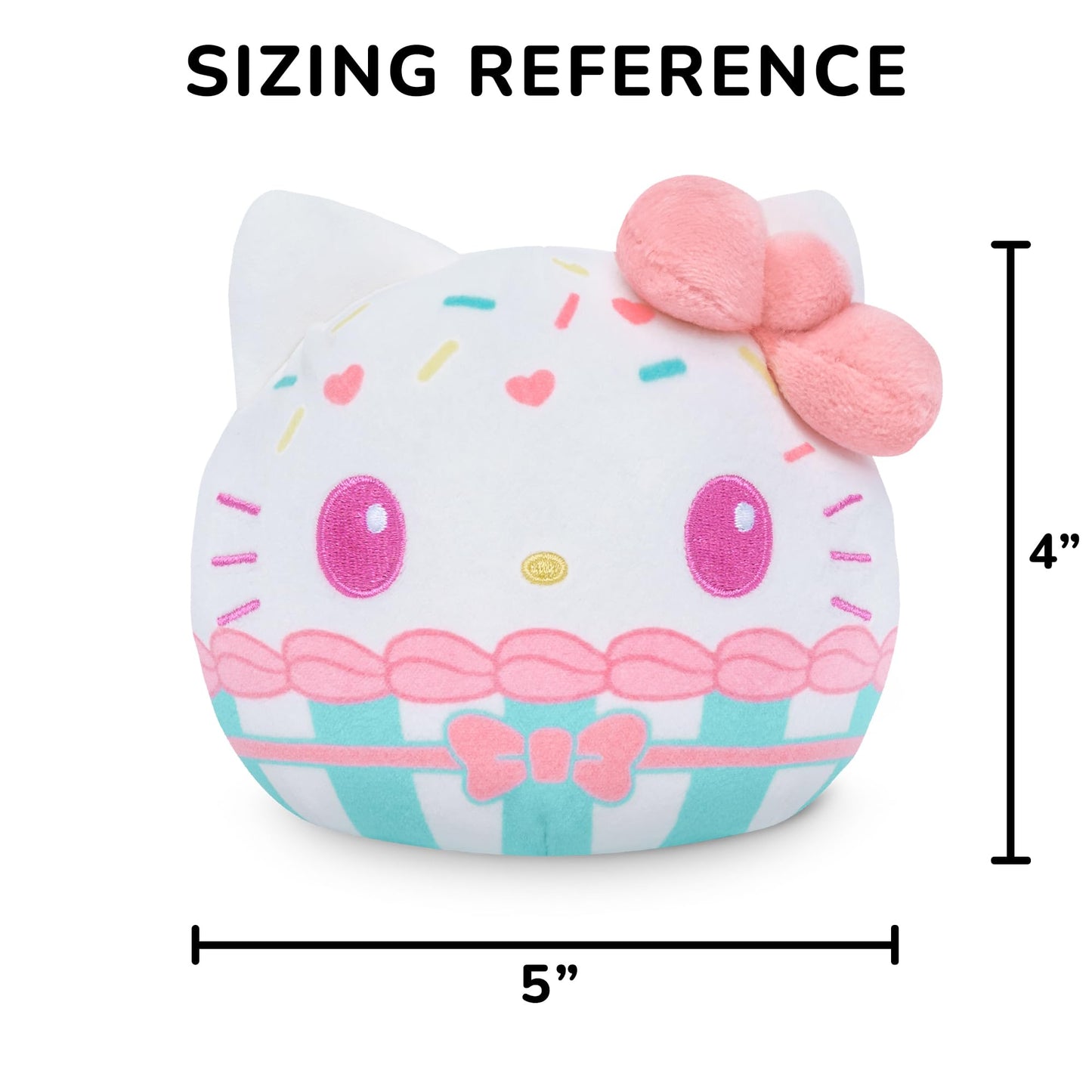 TeeTurtle Reversible Sanrio Hello Kitty 4-Inch Cupcake Two-Sided Flip Plush Toy with Embroidered Details - Cute Mini Collectible Plush for Kids