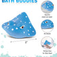 DolliBu Manta Ray Bath Buddy Squirter - Floating Blue Manta Ray Rubber Bath Toy, Fun Water Squirting Bathtime Play For Toddlers, Soft Sea Life Animal
