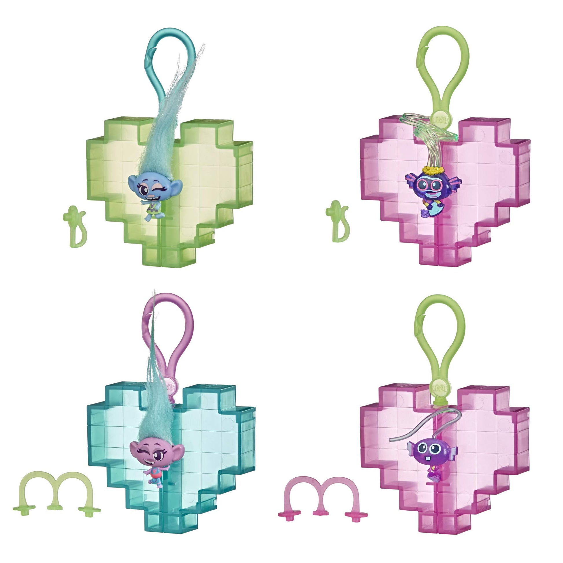 Trolls DreamWorks World Tour Tiny Dancers Surprise 4-Pack Series 3, Tiny Dancers Dolls, Clips, Rings, and Glasses, Toy for Kids 4 and Up