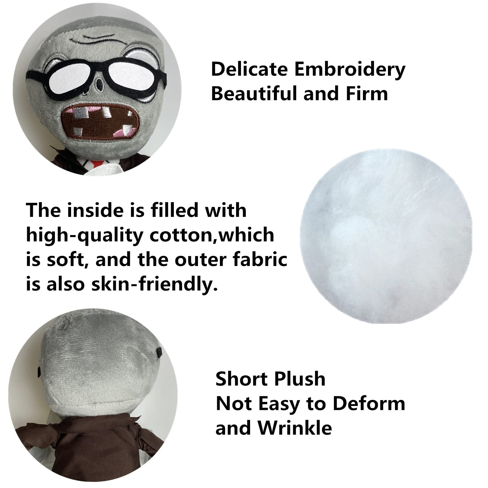 BASHERISE PVZ Plush Toys, 3 PCS Set: Purple, Newspaper Gray, Red Pants Cowboy Zombies Soft Plush Toys, Great Gift for Kids & Game Fans