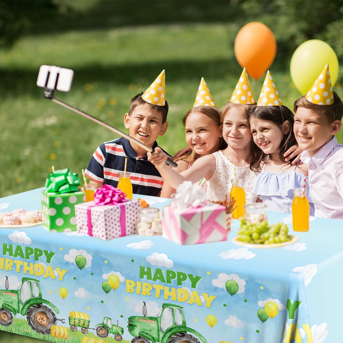 Pymurod Tractor Birthday Decorations 3pcs Tractor Party Tablecloths Tractor Birthday Table Cover for Boys Birthday Baby Shower Party Favors Supplies