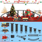 Electric Train Set with 3D Elevated Tracks Music, Locomotive Passenger Carriages, Lights & Quiet Mode Christmas Train for Kids Birthday Gift Holiday