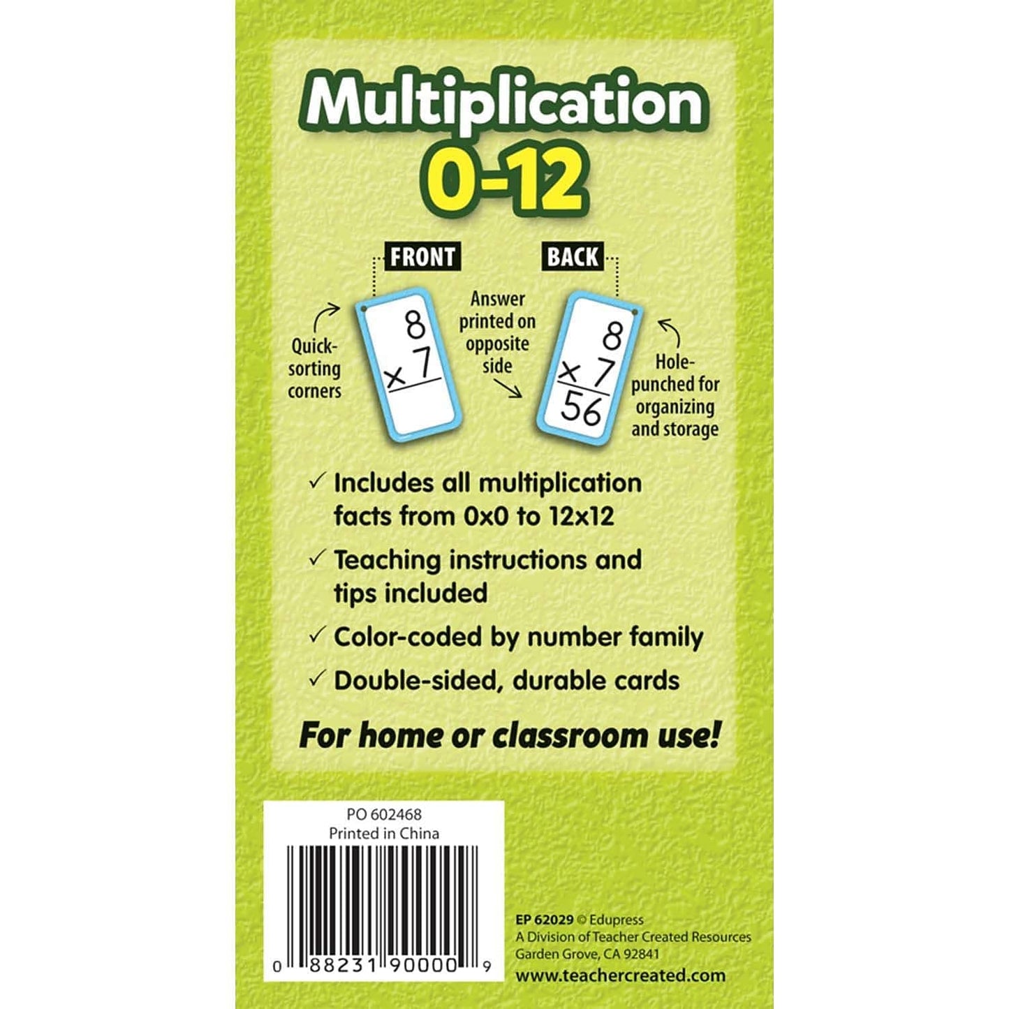 Teacher Created Resources Multiplication Flash Cards - All Facts 0-12 (TCR62029)