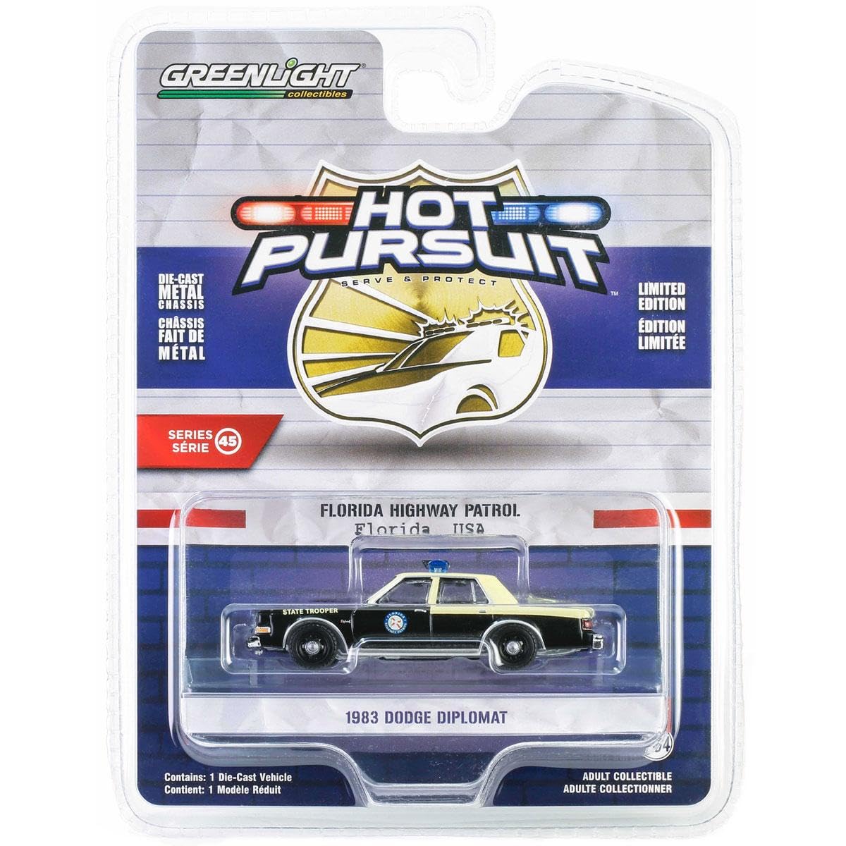 Truck 1/64 1983 Dodge Diplomat, Florida Highway Patrol, Hot Pursuit Series 45 43030-B