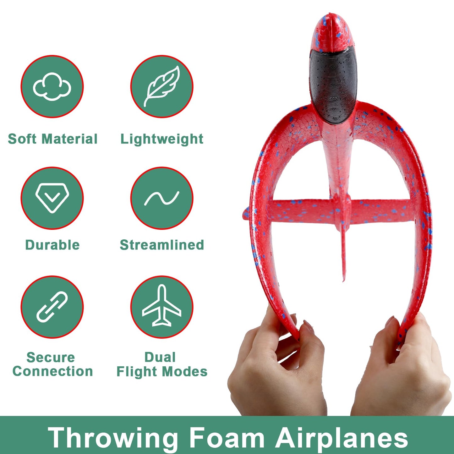 IJRPLM 2 Pack Airplane Toys, 17.5" Large Throwing Foam Plane, 2 Flight Mode Glider Plane, Foam Airplanes for Kids, Outdoor Sport Toys Birthday Party