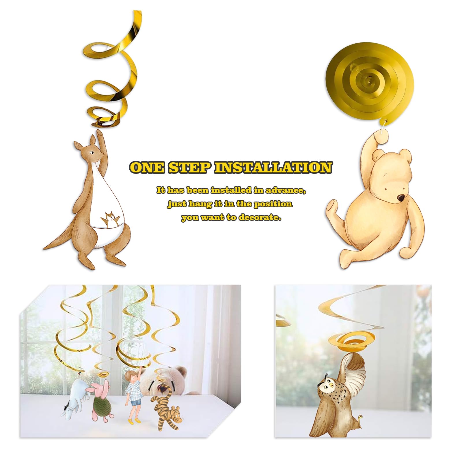16Pcs Swirl Hanging Decorations for Baby Shower Decorations Classic Baby Shower Birthday Party Supplies