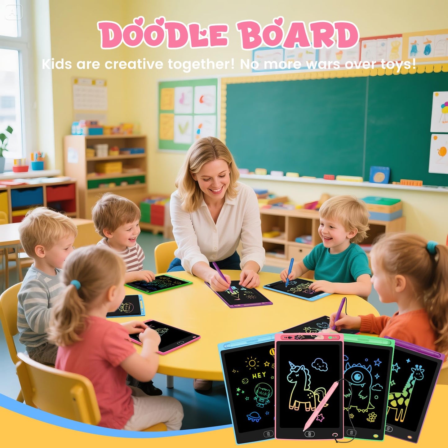 Glochin 2 Pack LCD Writing Tablet for Kids, Erasable and Reusable Toddler Doodle Board in 8.5 inch, Ideal Educational Drawing Pad for Learning Toy