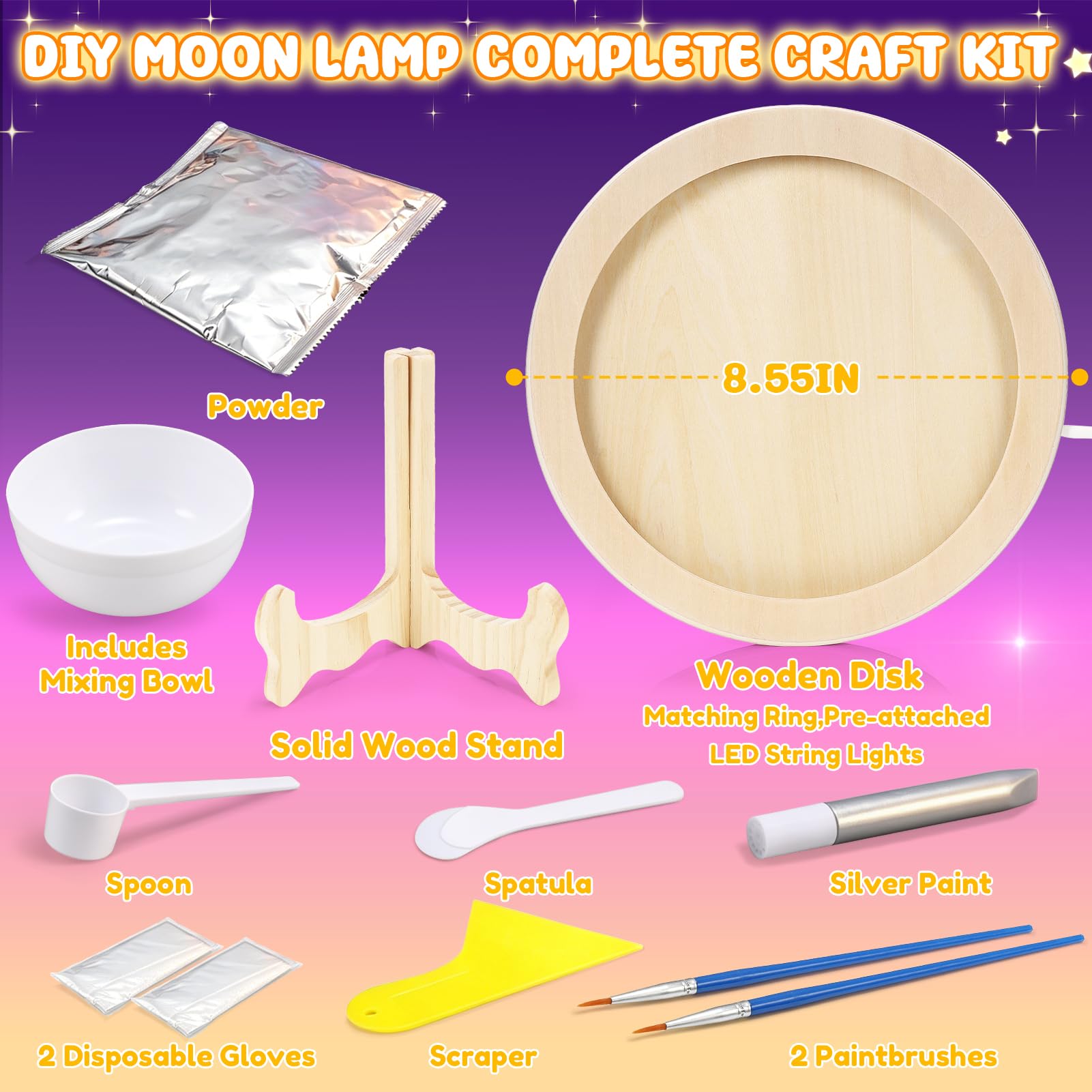 HCHILDHOOD DIY Moon Lamp Night Light Kit, Make Your Own Moon Lamp with Colourful RGB Light Arts and Crafts for Kids Ages 3-12, Creative Activity