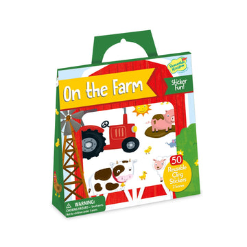 Peaceable Kingdom Reusable Sticker Totes: On The Farm - 2 Sticker Scenes & 50 Reusable Cling Stickers in a Carry Tote - Great for Trips, Errands & on
