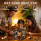 Book Nook Kit for Adults, DIY 3D Wooden Puzzle Booknook Kit with LED Sensor Light, Four Sides DIY Book Nook Kit, Crafts Bookshelf Decoration Gift