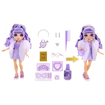 RAINBOW HIGH Creative Crystals Purple - 28 cm Purple Mannequin Doll with Crystal Accessory Kit, Ring for You, Resin Game, Gift for 8+ Years