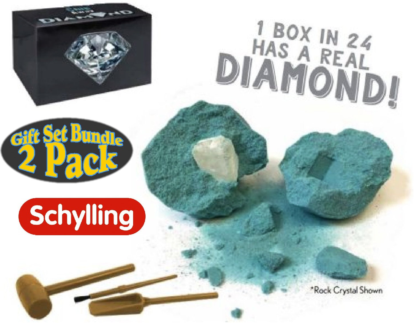 Schylling Chip Away Science Digs Gold & Diamond Gift Set Bundle - 2 Pack