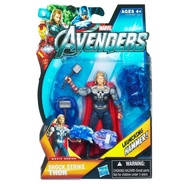 Marvel Avengers Movie 4 Inch Action Figure Shock Strike Thor Launching Hammer!