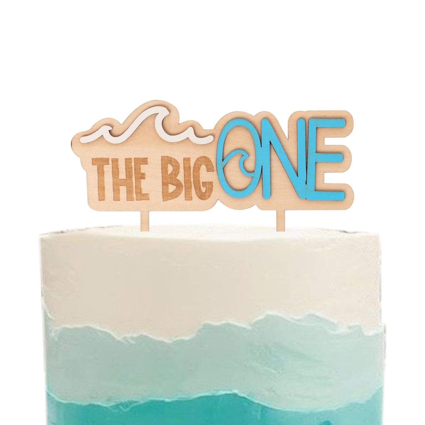 MUWEOL The Big One Wooden Cake Topper - Wave Theme First/1st Birthday Party Decoration,Surf Boy Party Decor?Smash Cake Photo Props (wave topper)