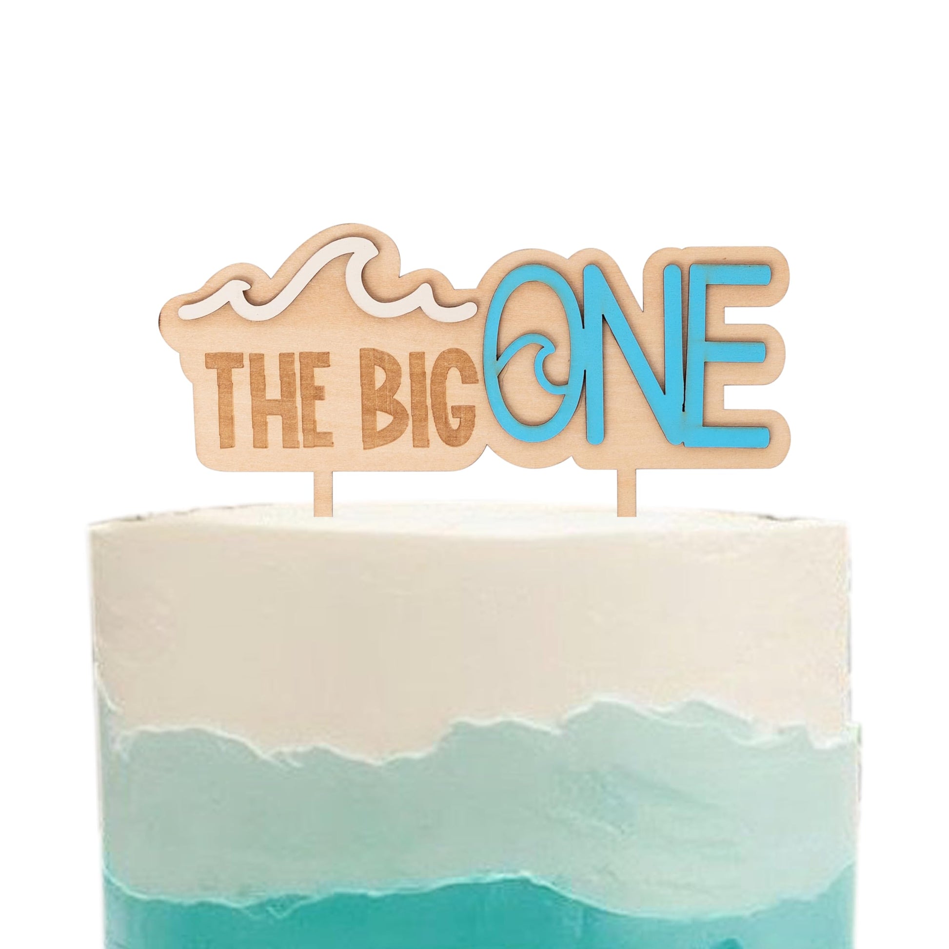 MUWEOL The Big One Wooden Cake Topper - Wave Theme First/1st Birthday Party Decoration,Surf Boy Party Decor?Smash Cake Photo Props (wave topper)