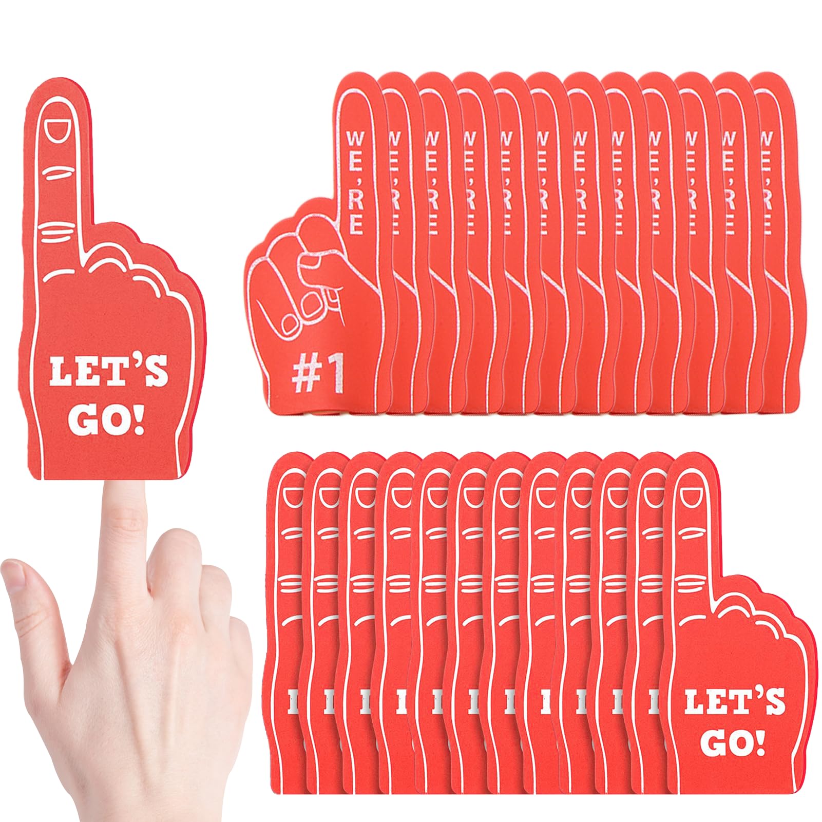 FengRMaT 24 Pieces Mini Foam Finger Sports Party Favors Sports Fan Foam Finger #1 Baseball Football Soccer Team Cheerleader Gifts for Sports Themed