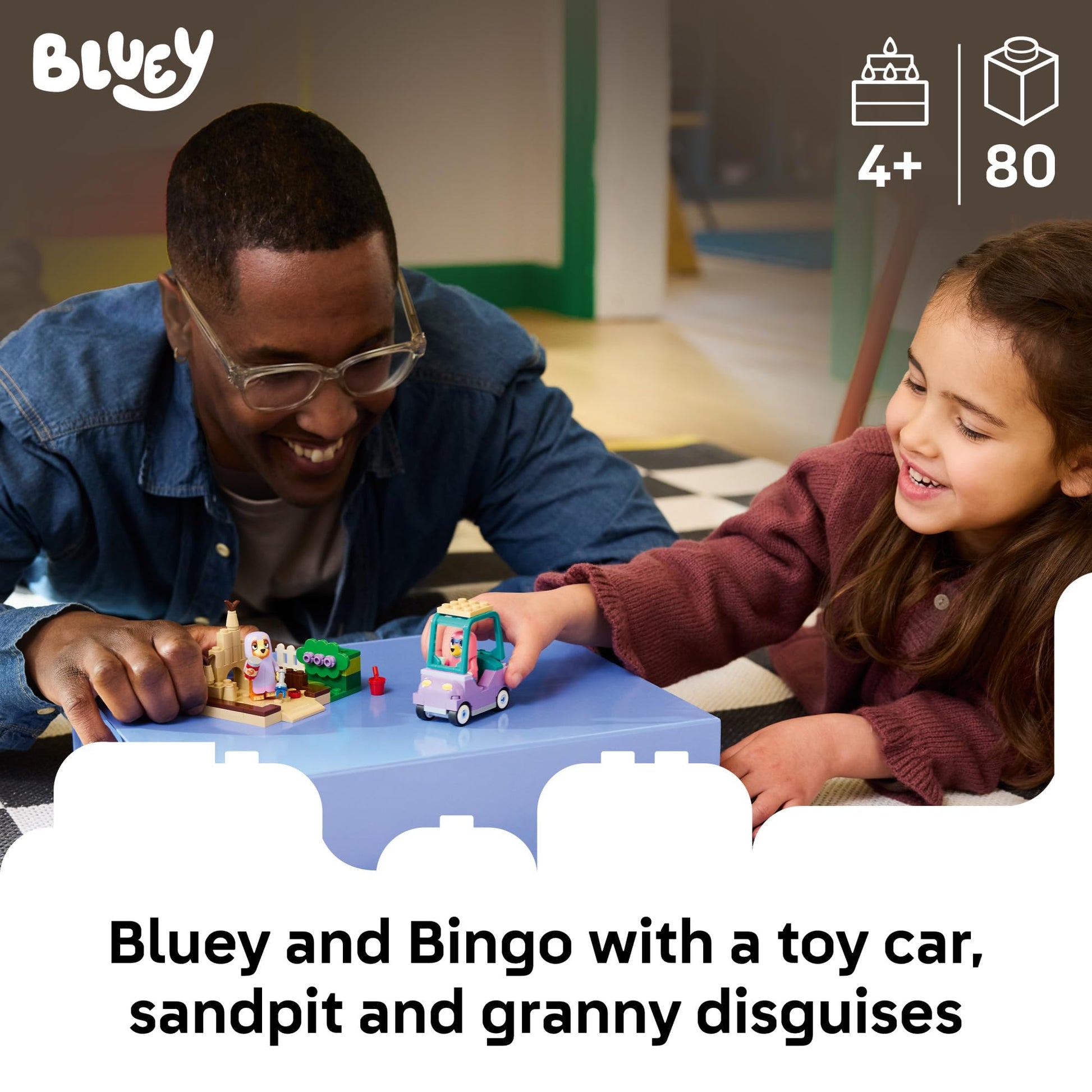 LEGO Bluey Grannies with Bingo and Bluey - Building Toy for Girls & Boys, Ages 4+ - Toddler Car & Playset with 2 Characters - Gift for Birthdays