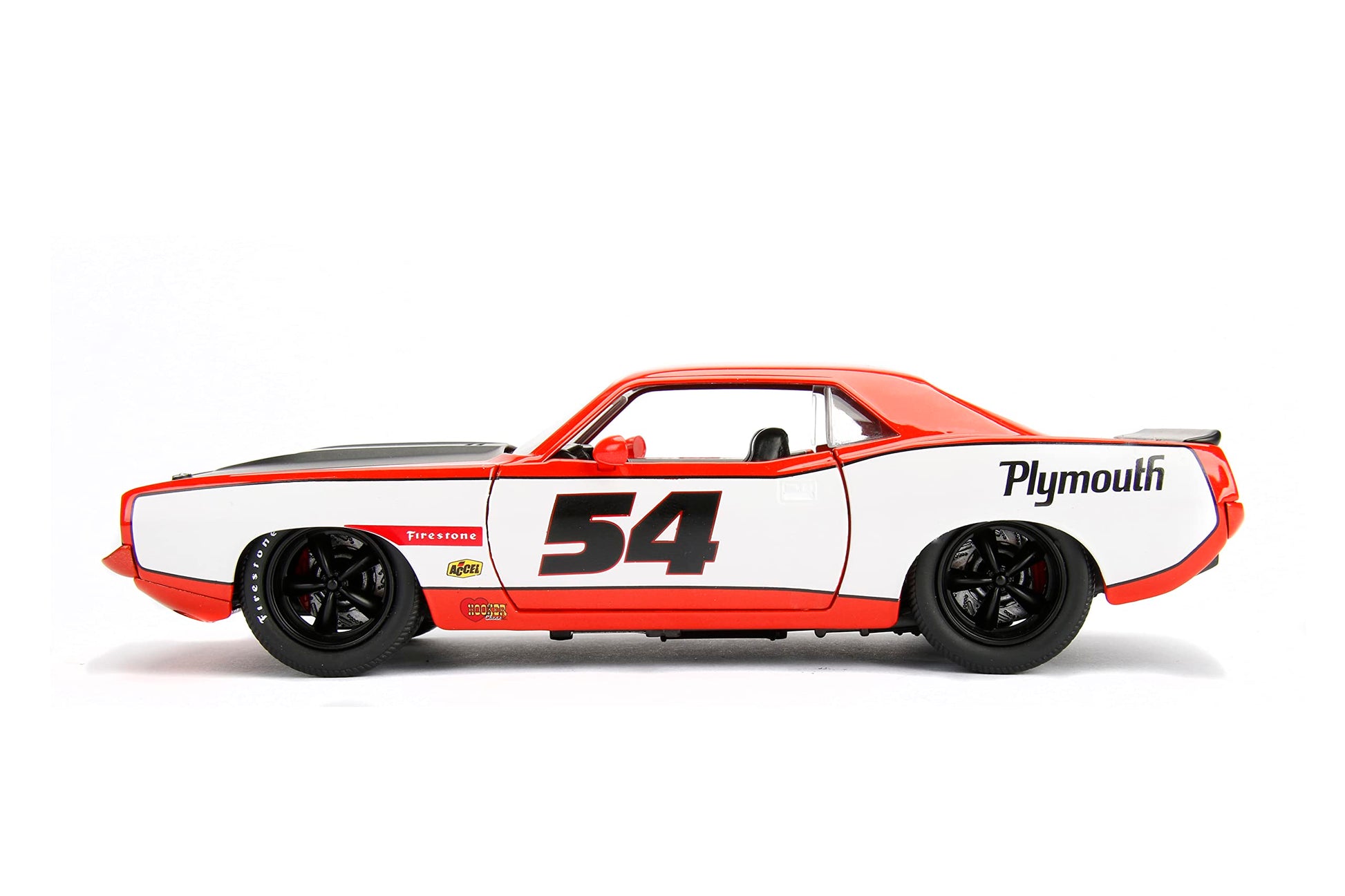 Big Time Muscle 1:24 1973 Plymouth Barracuda Die-Cast Car, Toys for Kids and Adults(Orange)